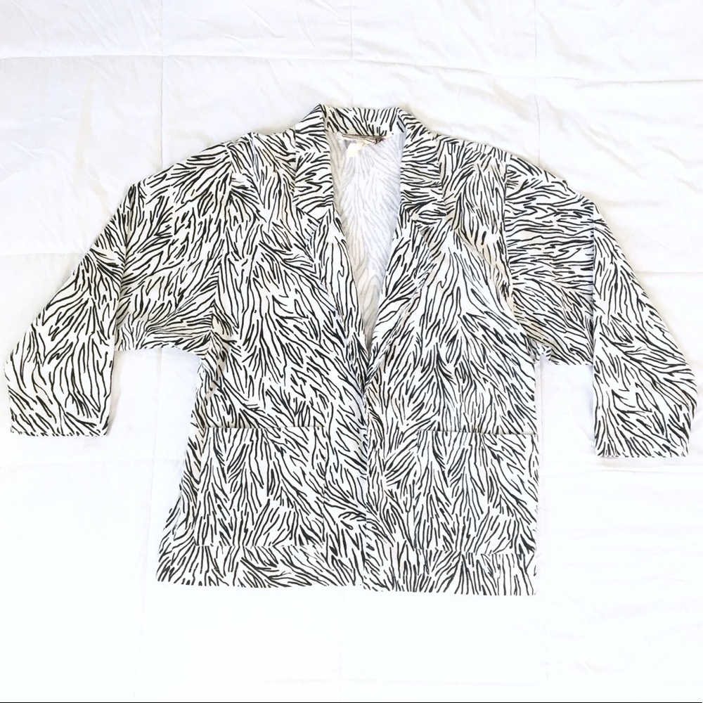 80s Zebra Vintage Blazer Chore Coat Oversized